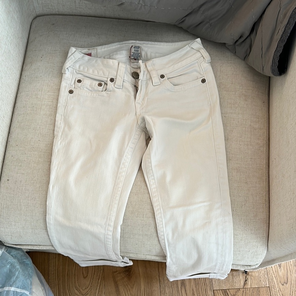 True Religion Women's Cream Ankle Jeans
